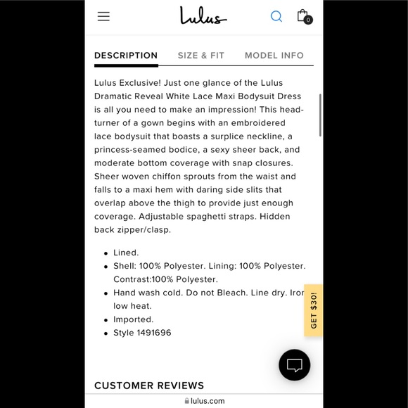 Lulus XS white lace maxi bodysuit dress - Picture 7 of 7